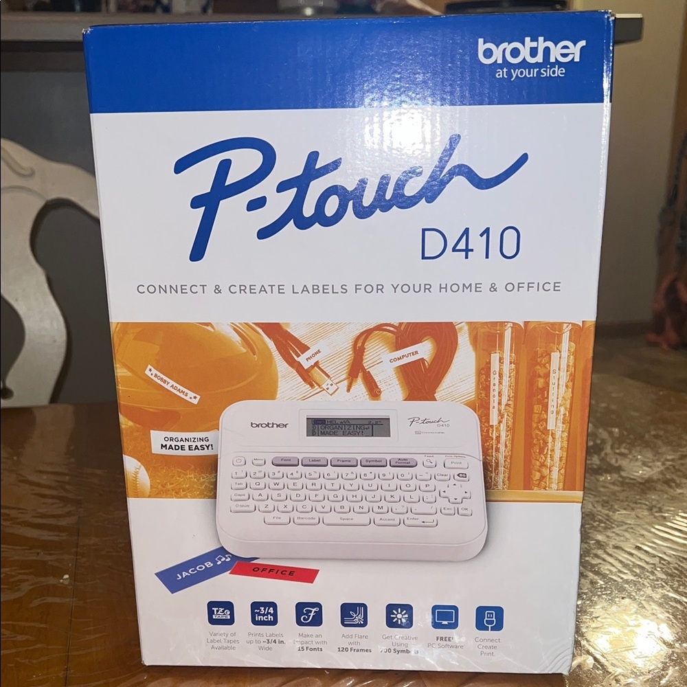 Brother P-touch D410 Label Maker in Gray and White with 6pack label maker refill